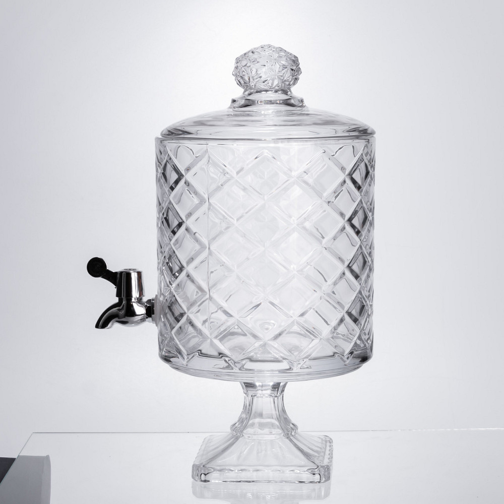 Лимонадниця зі скляним краном 39 см 4,5 л прозора на підставці HP-19-3 Київ - фото 8