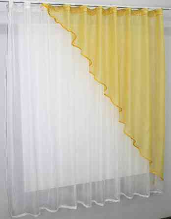 Кухонная занавеска VR-Textil № 069к желтый с белым 280х170 см (50-096) Киев