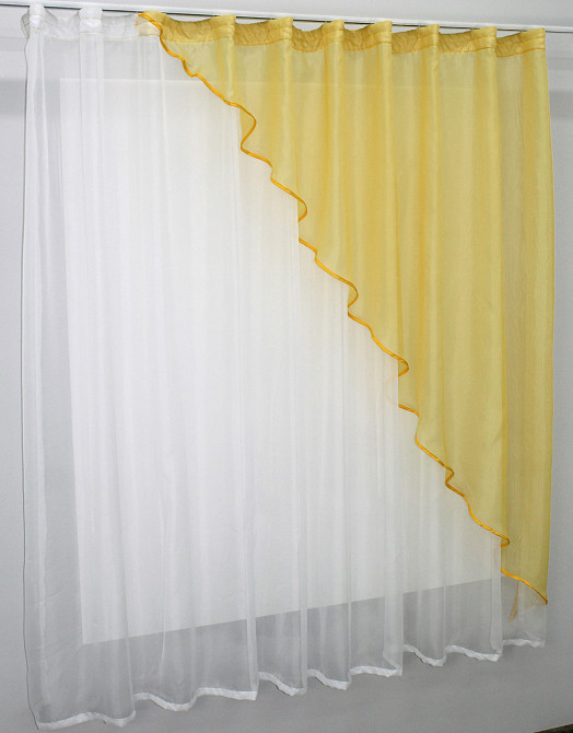 Кухонная занавеска VR-Textil № 069к желтый с белым 280х170 см (50-096) Киев - изображение 3