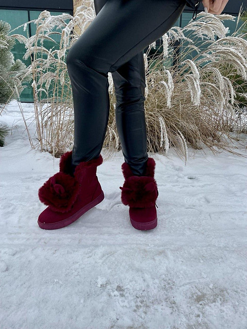 Violeta Черевики жіночі Violeta бордові еко-замша з хутром висота 16.5см підошва 2.5см розмір 3 Коломия - фото 8