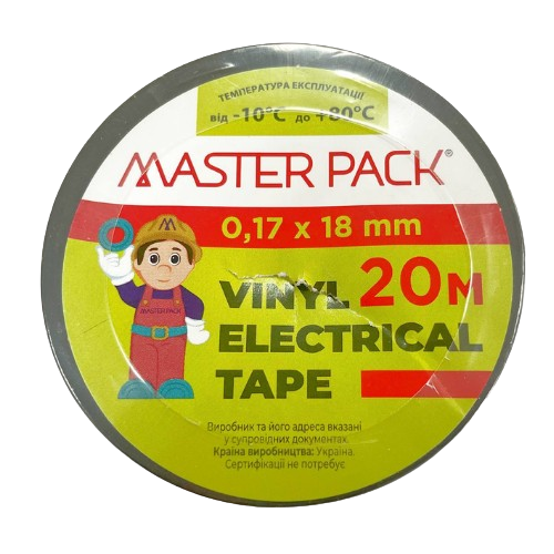 Ізоляційна стрічка 18мм*20м 170мкм чорна Master Pack Житомир - изображение 1