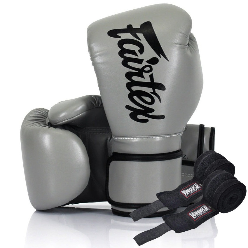 Боксерські рукавиці Fairtex BGV14 Grey 10 унцій (бинти в комплекті) Кам'янське - фото 1