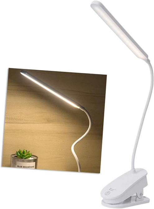 VALESO Світильник-прищіпка LED VALESO акумуляторний, повний спектр, на гнучкій ніжці, білий 193 Коломыя - изображение 1