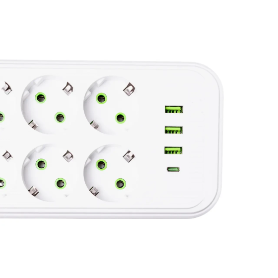 Yiwu Мережевий фільтр 4.7 м подовжувач на 8 розеток з 3 USB 1 Type-C та кнопкою відключення F20 Коломия