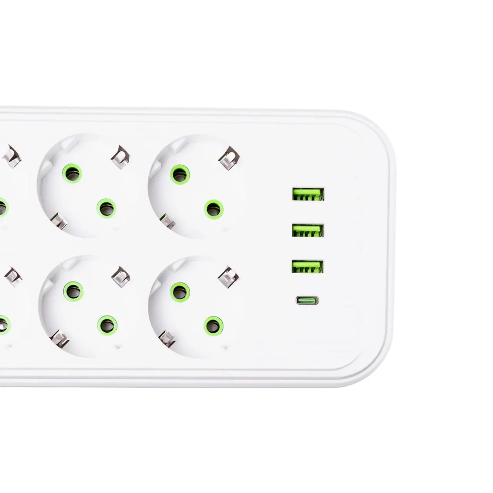 Yiwu Мережевий фільтр 4.7 м подовжувач на 8 розеток з 3 USB 1 Type-C та кнопкою відключення F20 Коломия - фото 3