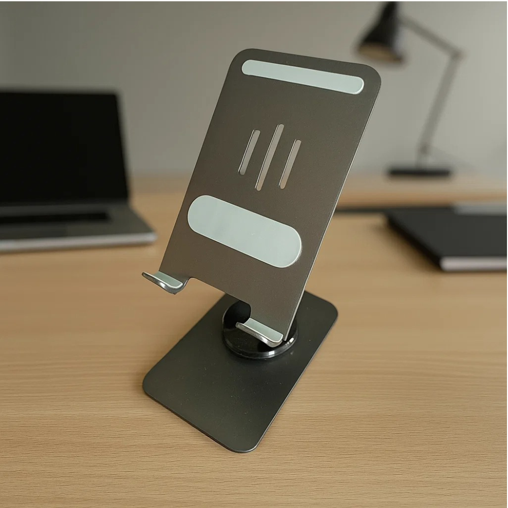 Подставка настольная для телефона,смартфона или планшета металлическая до 7 дюймов,складная, черная Каменец-Подольский - изображение 1