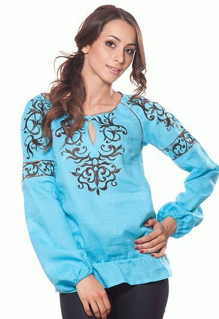 Вишиванка з натурального льону Cornett-ВОЛ БЛ-126 L, Блакитний Київ - фото 1