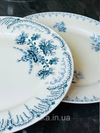Тарілка порцеляна вінтажний стиль 20,7 см "Синій Вензель" 102-1465 для дому та ресторанів Київ