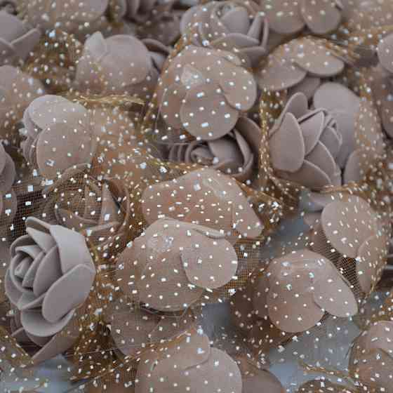 Головки квітів для рукоділля з фатином 50 штук 3 см коричневий Київ