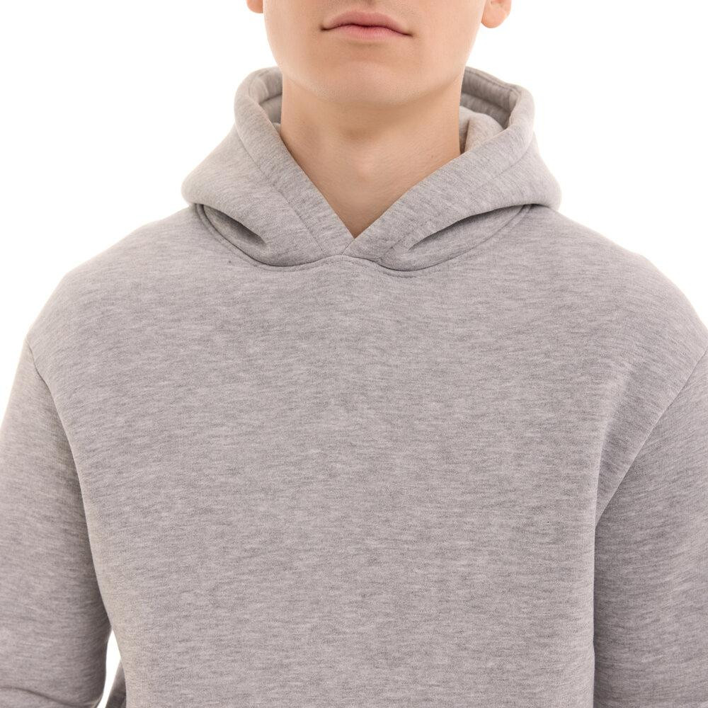 Теплое мужское худи на флисе с капюшоном серое меланжевое Pobedov 008 ЗИМА Киев - изображение 8