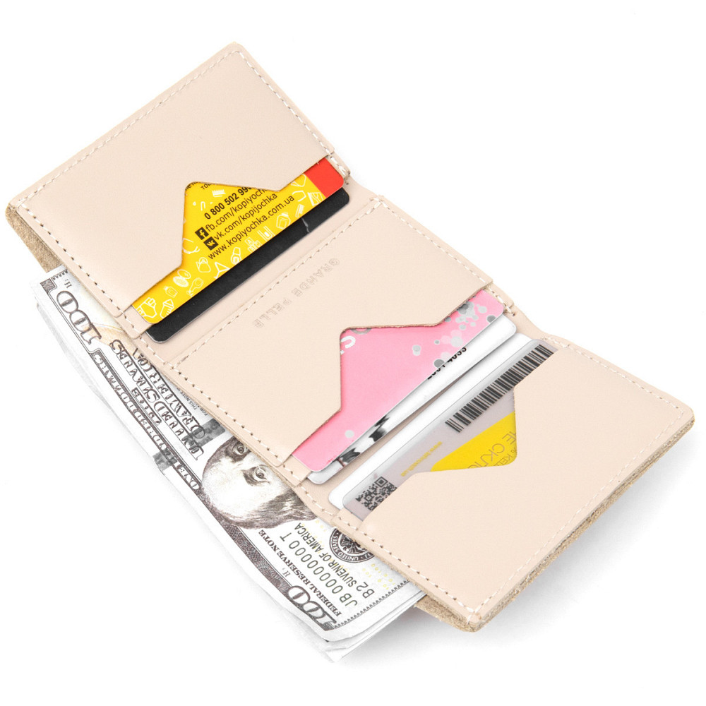 Невелике портмоне унісекс Бежевий (GRANDE PELLE) Київ - фото 1