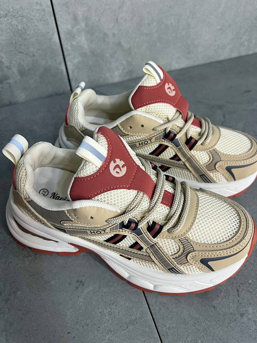 Кросівки жіночі Navigator 4001-2 з сіткою та екошкірою висока підошва бежево-червоні, 40, 24,5 см Київ - фото 9
