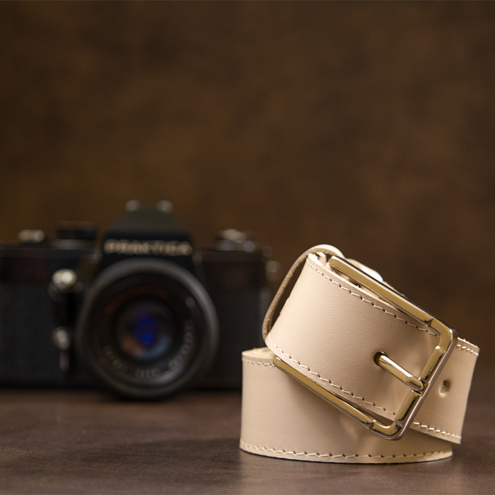 Шкіряний ремінь унісекс GRANDE PELLE 11450 Бежевий Київ - фото 2