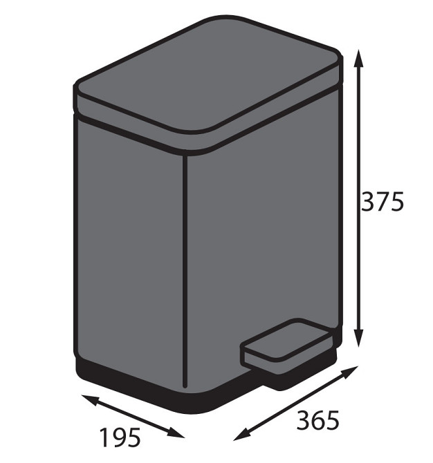 Відро для сміття з плавним закриванням прямокутне Koer TC-010315-07 15 л колір графіт антипалець (KR5604) Чернівці - фото 4