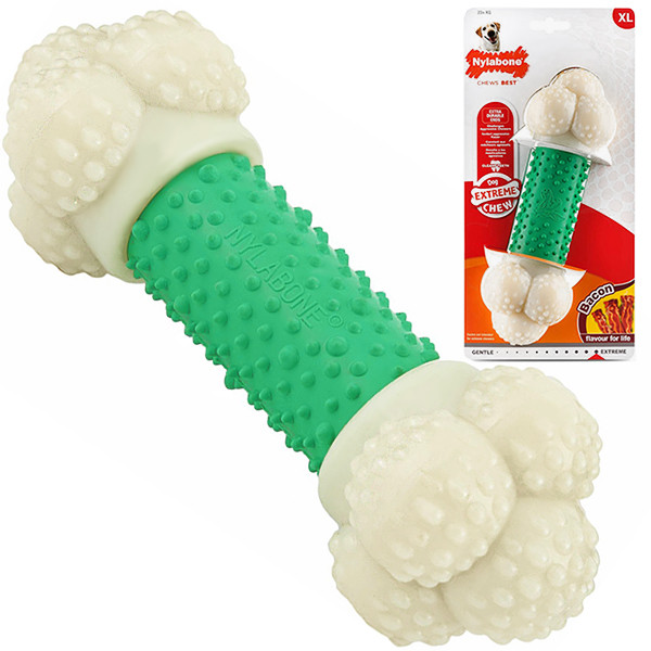 Nylabone Extreme Chew Double Action НИЛАБОН ДВОЙНОЕ ДЕЙСТВИЕ жевательная игрушка для собак, вкус бекона Киев - изображение 1