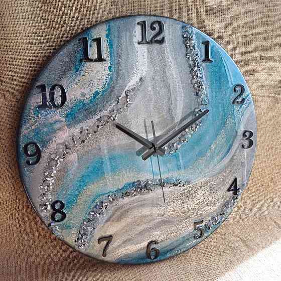 Годинник настінний 50 см з епоксидної смоли ручної роботи Дніпро