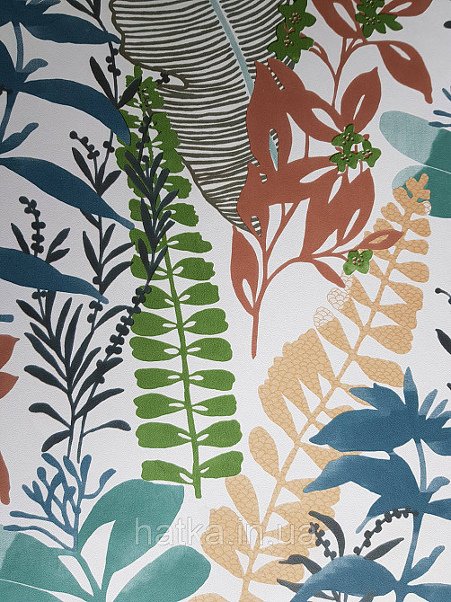 Обои флизелиновые Decoprint Good Vibes 0.53х10 молодежные детские тропики растения листья цветы на белом Киев - изображение 2