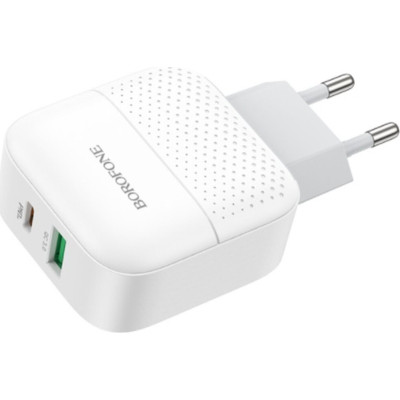 Зарядний пристрій BOROFONE BA46A USB-C PD + USB QC3.0 18W white (6931474727343) Вінниця - фото 1