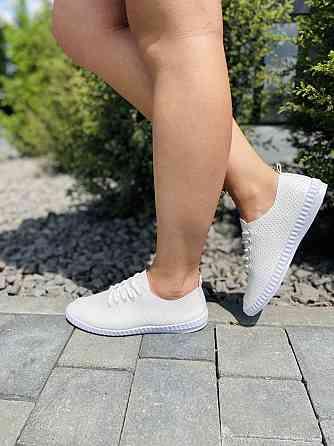 Yzy Мокасини жіночі білі весна-літо зі штучної шкіри, кеди з перфорацією YZY B2108-2 р. 36-39 Коломия