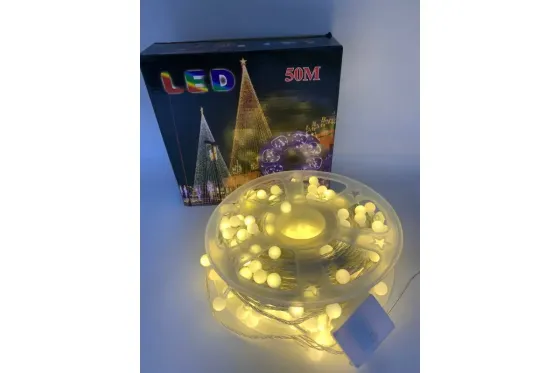 Гирлянда на катушке, от сети, Buble 50м, 8 режимов, теплый белый/ Светодиодная гирлянда на елку Коломия
