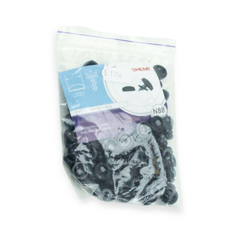 Кліпса декор капелюшок під сам із шайбою (Ш13,2, Шл. сам.10,5-10,8) чорна (100шт) №88 Мукачево - фото 1