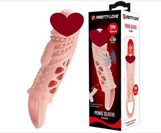 Удлиняющая насадка с вибростимуляцией ( на 2,5 см ) PRETTY LOVE - PENIS SLEEVE Cecelia Sex Aura Киев