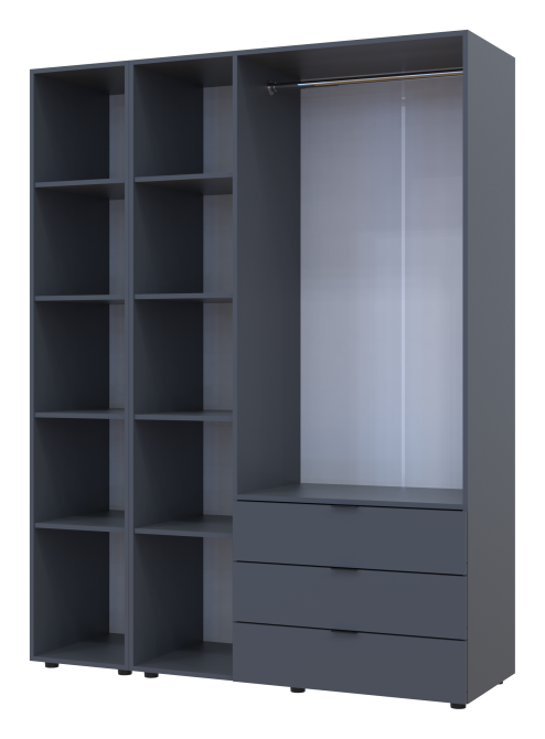 Комплект шкафов для одежды Doros Гелар (2 шт.) 155х49,5х203,4 см Зеркало/Графит (DRS-011135) Днепр - изображение 6