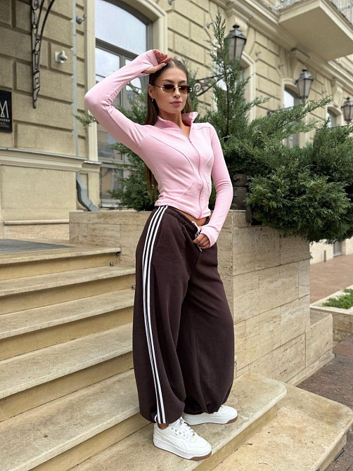 Женские стильные теплые штаны оверсайз с лампами флис,, polar’’ Шоколад, 46/48 Одесса - изображение 6