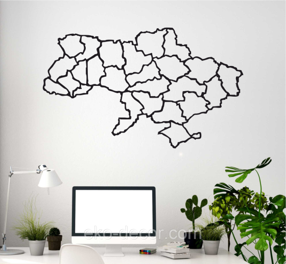 Декоративное настенное Панно «Карта», Декор на стену 70*42 см, Черный Киев