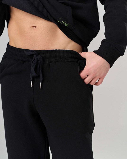 Мужской теплый костюм со штанами черный - Байка - однотонный Tom John 93401 L Киев - изображение 3