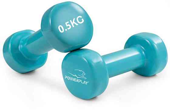 Гантелі вінілові PowerPlay 2 * 0,5 кг. PP_4103 Блакитні (2шт. - пара) Каменское