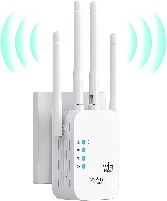 Репитер Wi‑Fi 1200Mbit/s White-4TWF Dual Band 2.4/5GHz WPS 4 антенны усилитель сигнала репитер для дома Киев - изображение 1