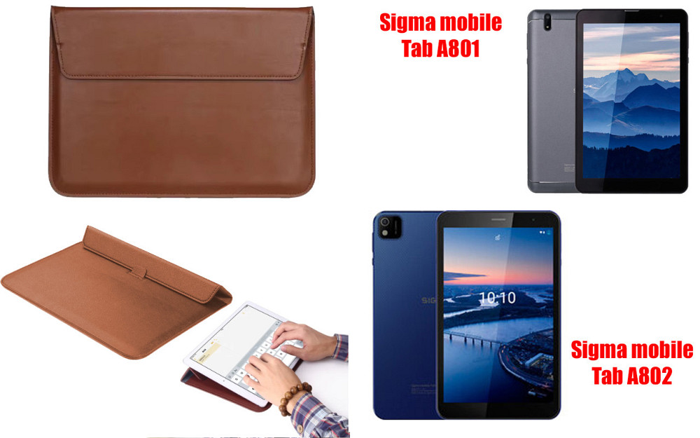Чохол-конверт VitoCase для Sigma mobile Tab A801, Tab A802, з функцією підставки для планшета Коричневий Київ - фото 1
