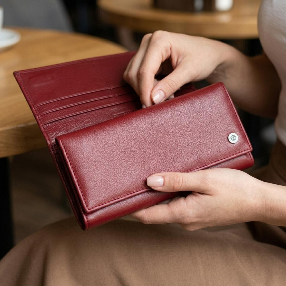 Місткий жіночий гаманець із натуральної шкіри ST Leather 23089 Бордовий Київ - фото 12