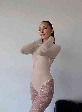 Женский теплый базовый боди на молнии джерси на флисе Беж, 42/44 Одесса