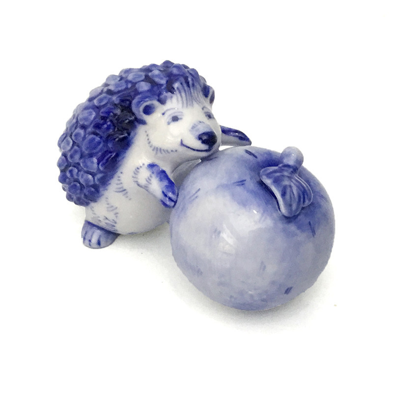 Фигурка гжель керамика Ежик с яблоком Киев - изображение 1