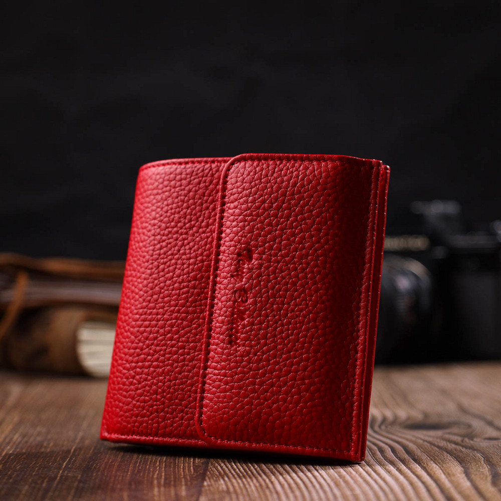 Яркий женский кошелек с вместительной монетницей на кнопке из натуральной кожи Tony Bellucci 22011 Красный Киев - изображение 8