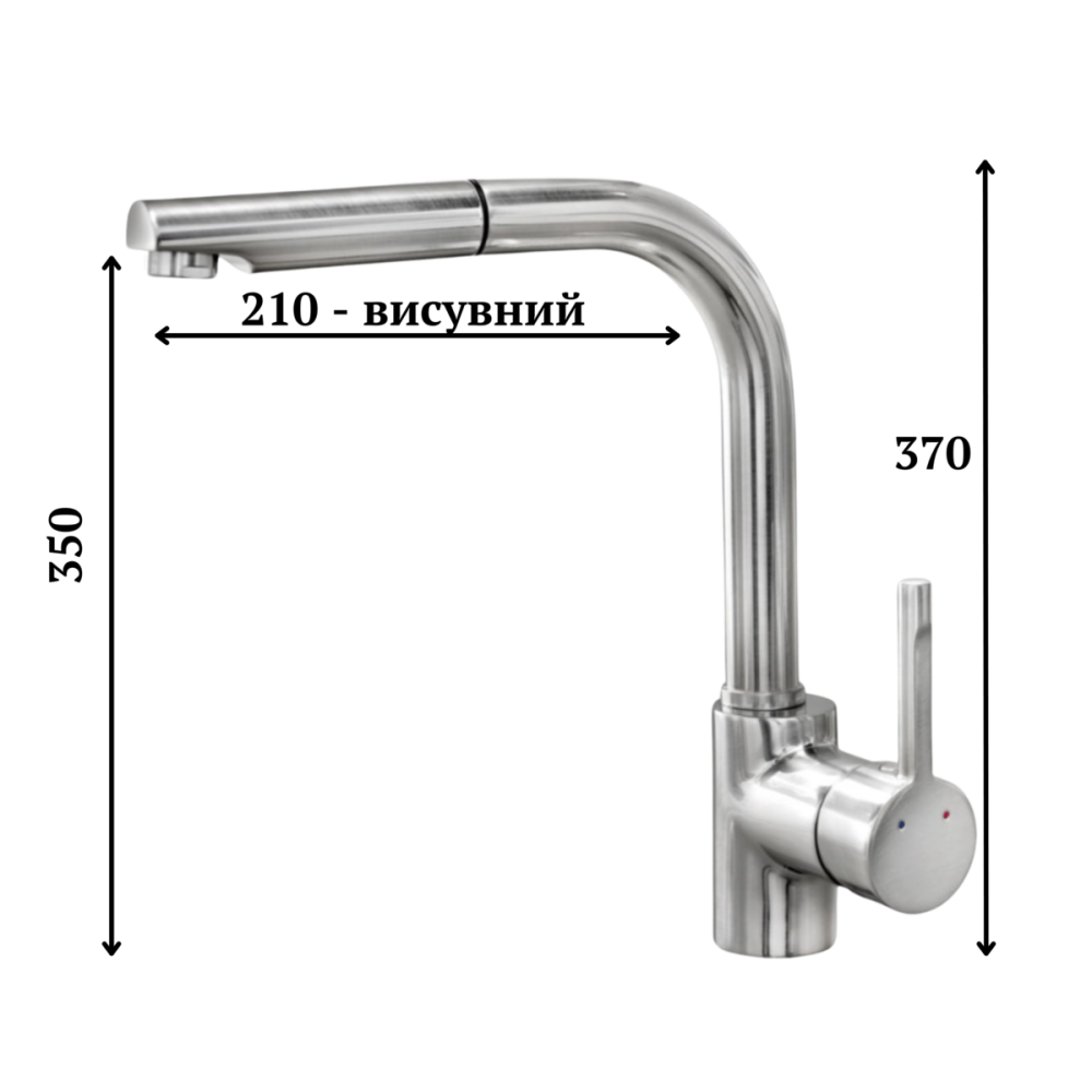 VALESO Кухонний змішувач з висувною лійкою VALESO Q411B нержавійка Киев - изображение 4