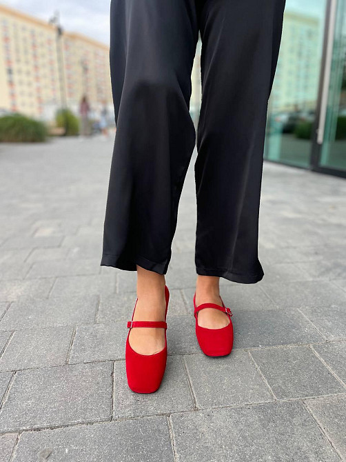 Балетки женские SEE SEVEN красные натуральная замша с квадратным носком размер 36-41 (1516) Коломыя - изображение 3