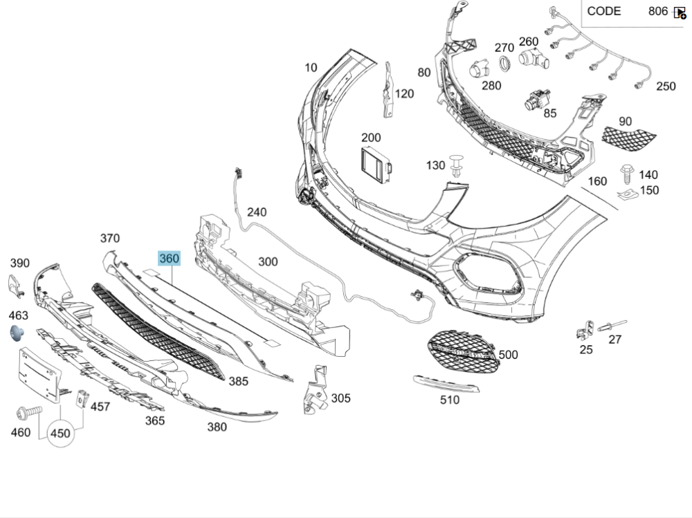 Mercedes-Benz  A2925409305 Електричний джгут проводів у передньому бампері на датчик зовнішньої температури ML/GLE W166 GL/GLS X166 GLE Coupe C292 Одеса - фото 2