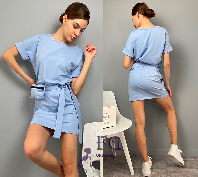 Женское летнее платье с сумочкой на поясе 