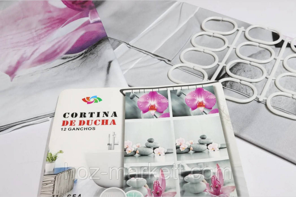 Штора в ванную силиконовая Эфиопия Орхидея шторка для ванной 180 х 180 см Харьков - изображение 2