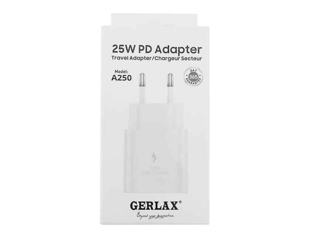 Мережевий зарядний пристрій PD Type-C A250 3A/PD25W білий ТМ GERLAX Київ - фото 1