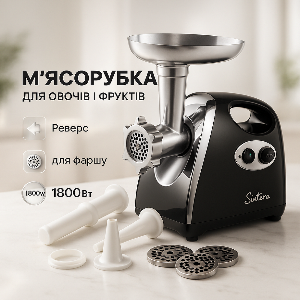 Мясорубка с насадками для нарезки овощей SMG-5420B, Мощная мясорубка с насадками, Электромясорубка TM-20 Львов - изображение 19