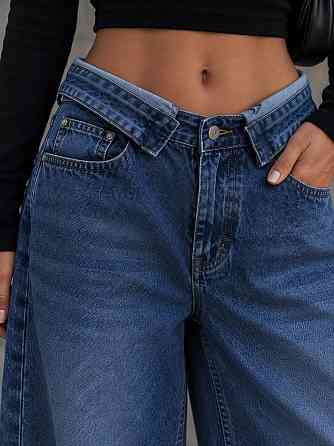 Джинсы женские Envy Rose 5690-1 baggy оверсайз широкие с отвернутым поясом синие, синий, 29, 29, 87 см, 118 см Киев