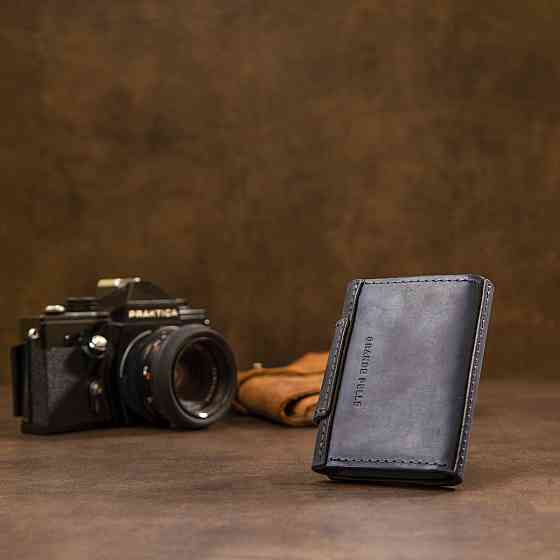 Матова шкіряна візитниця GRANDE PELLE 11409 Чорний Київ