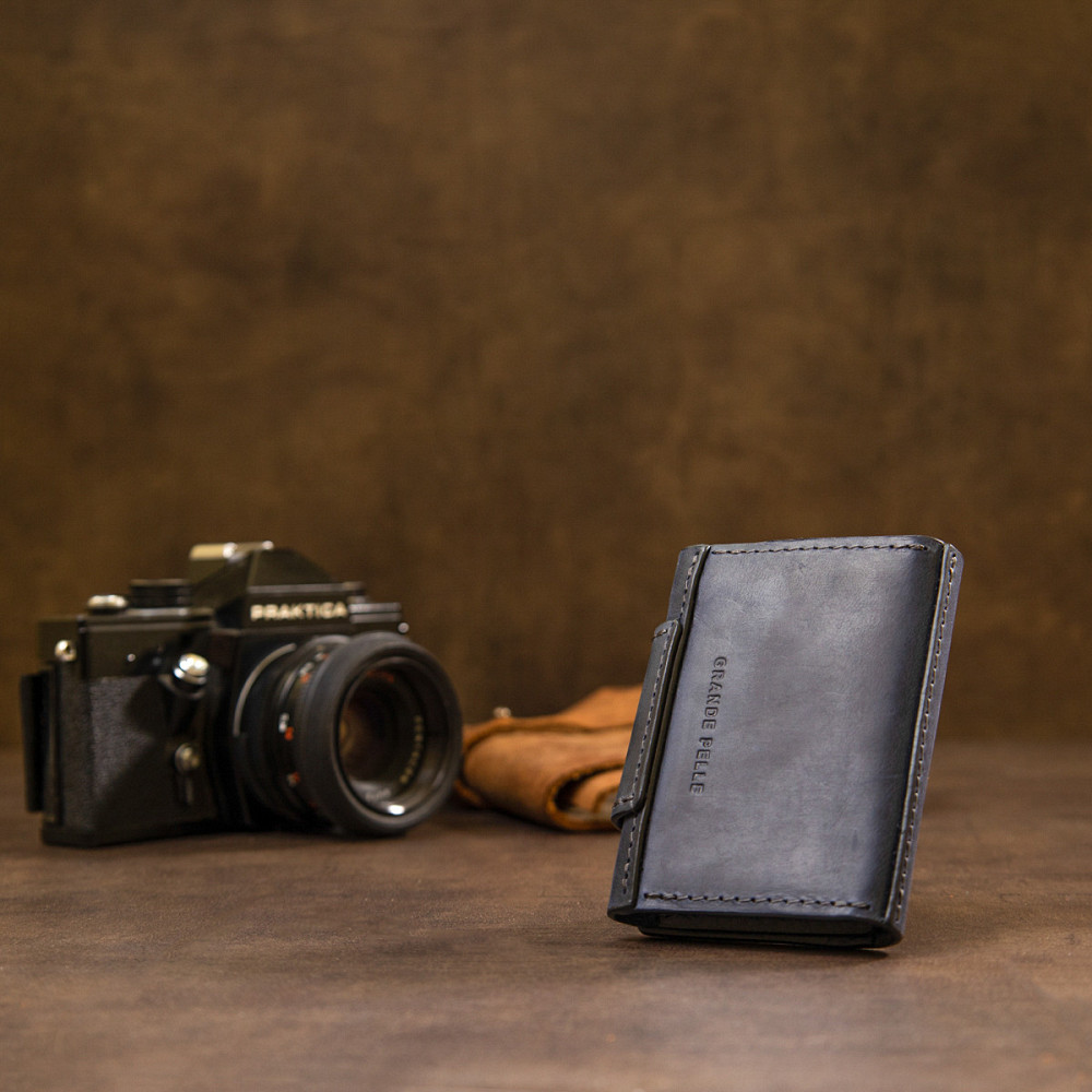 Матовая кожаная визитница GRANDE PELLE 11409 Черный Киев - изображение 2