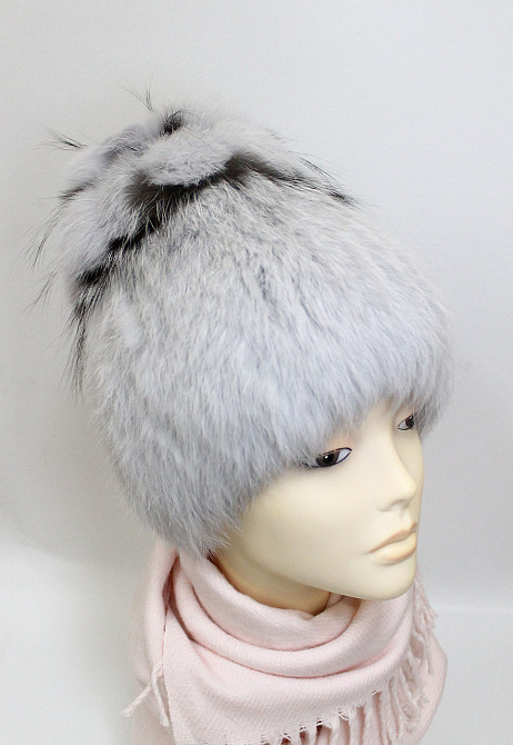 Шапка хутряна жіноча квіточка Белла Сірий Харків - фото 1