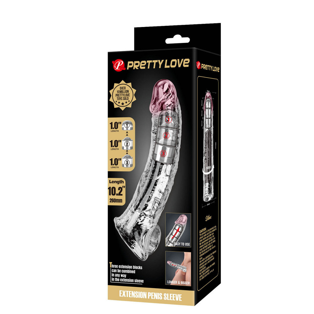 Подовжуюча насадка Pretty Love - Silas Penis Sleeve Clear, BI-026279M Sex Aura Київ - фото 9