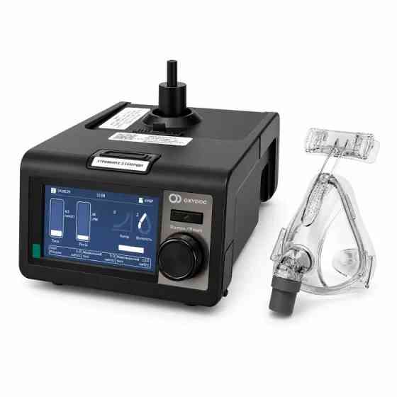 Аппарат неинвазивной вентиляции OXYDOC CPAP/BиPAP/ST Black Edition с маской размер M и увлажнителем Днепр